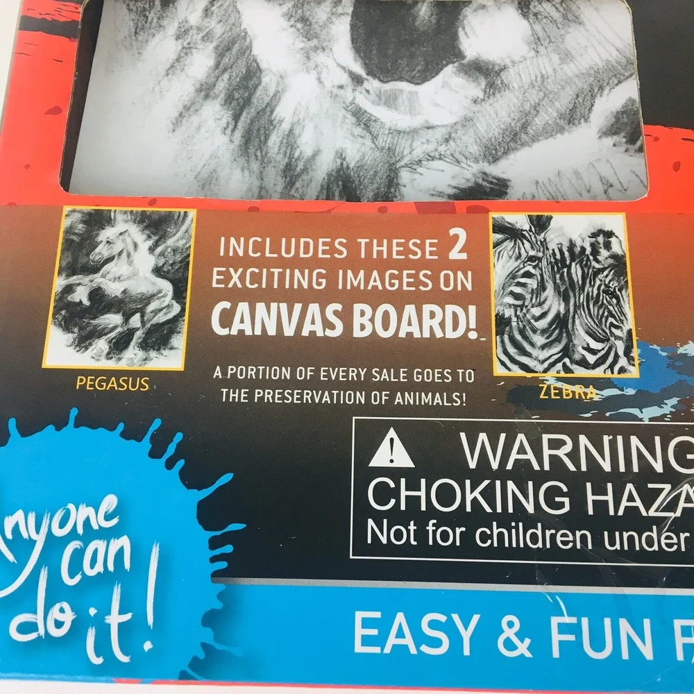 Art By Stephen Fiskwich Create Your Own Art Kit Painting 2 Set Horse & Zebra NEW